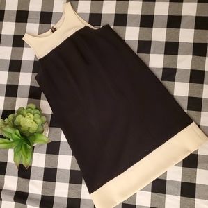 LOFT Color Block Shift Dress Size 4 Black Cream